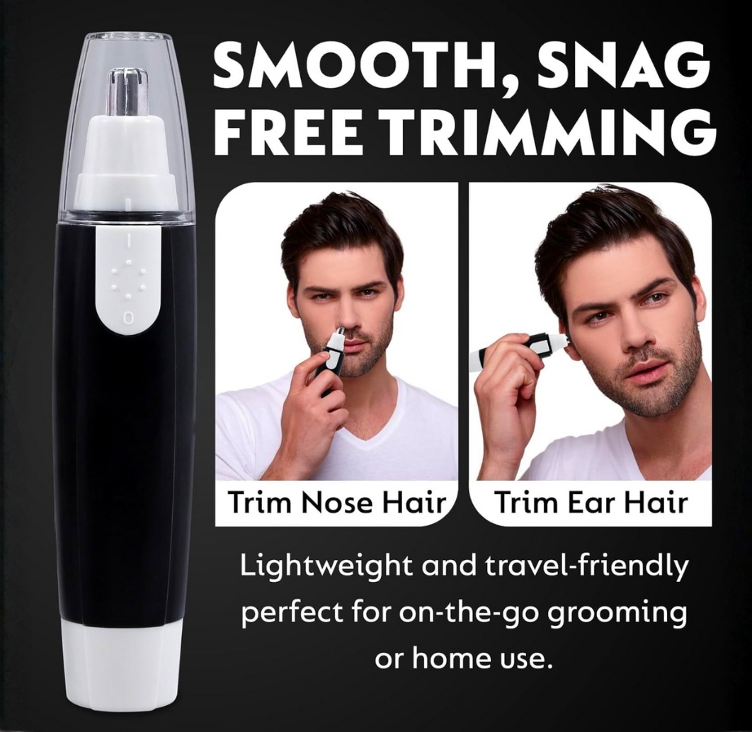 Nose and ear hair trimming demonstration with 3-in-1 grooming tool